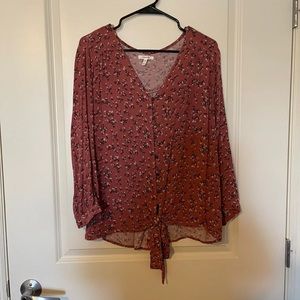 Dark mauve floral blouse